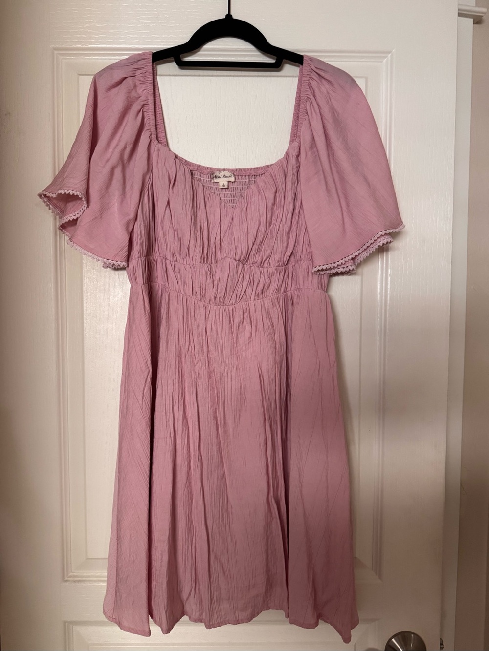 Hem & Thread Rose Pink Square Neck Babydoll Dress